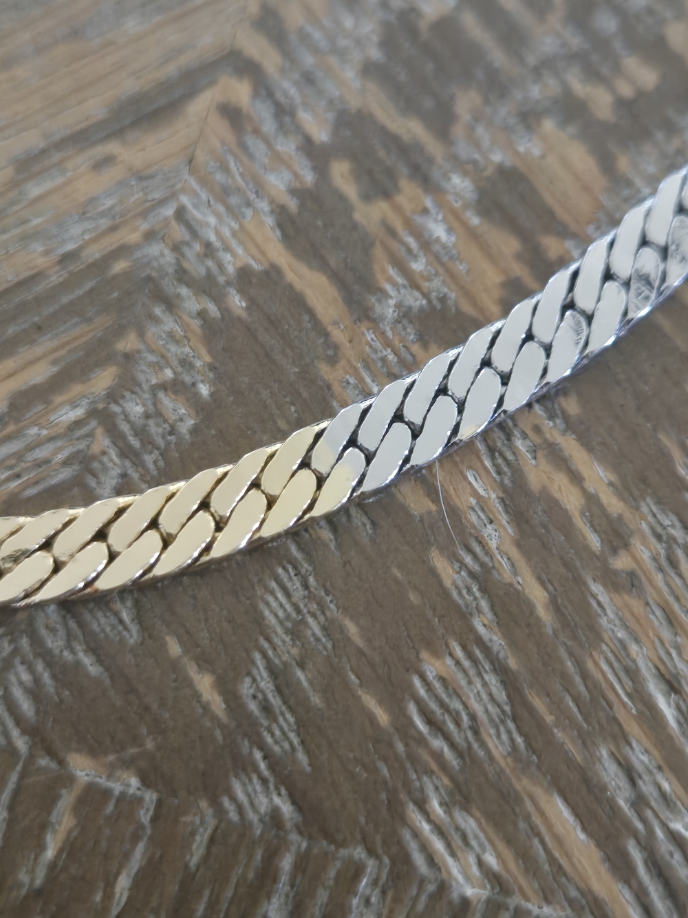 Forever 21 Two Tone Herringbone Necklace Gold Silver Chain NWT